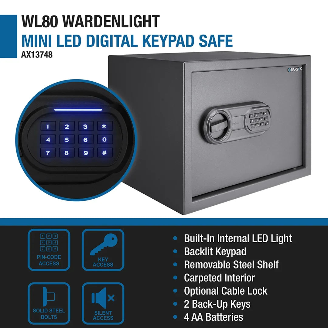 Barska WL80 WardenLight 0.8 Cu. ft Digital Keypad Safe with Interior LED Light | AX13748