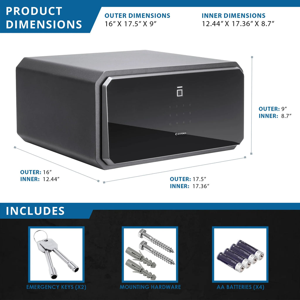Barska 1.09 Cu. ft Touchscreen Biometric Keypad Security Safe | AX13934