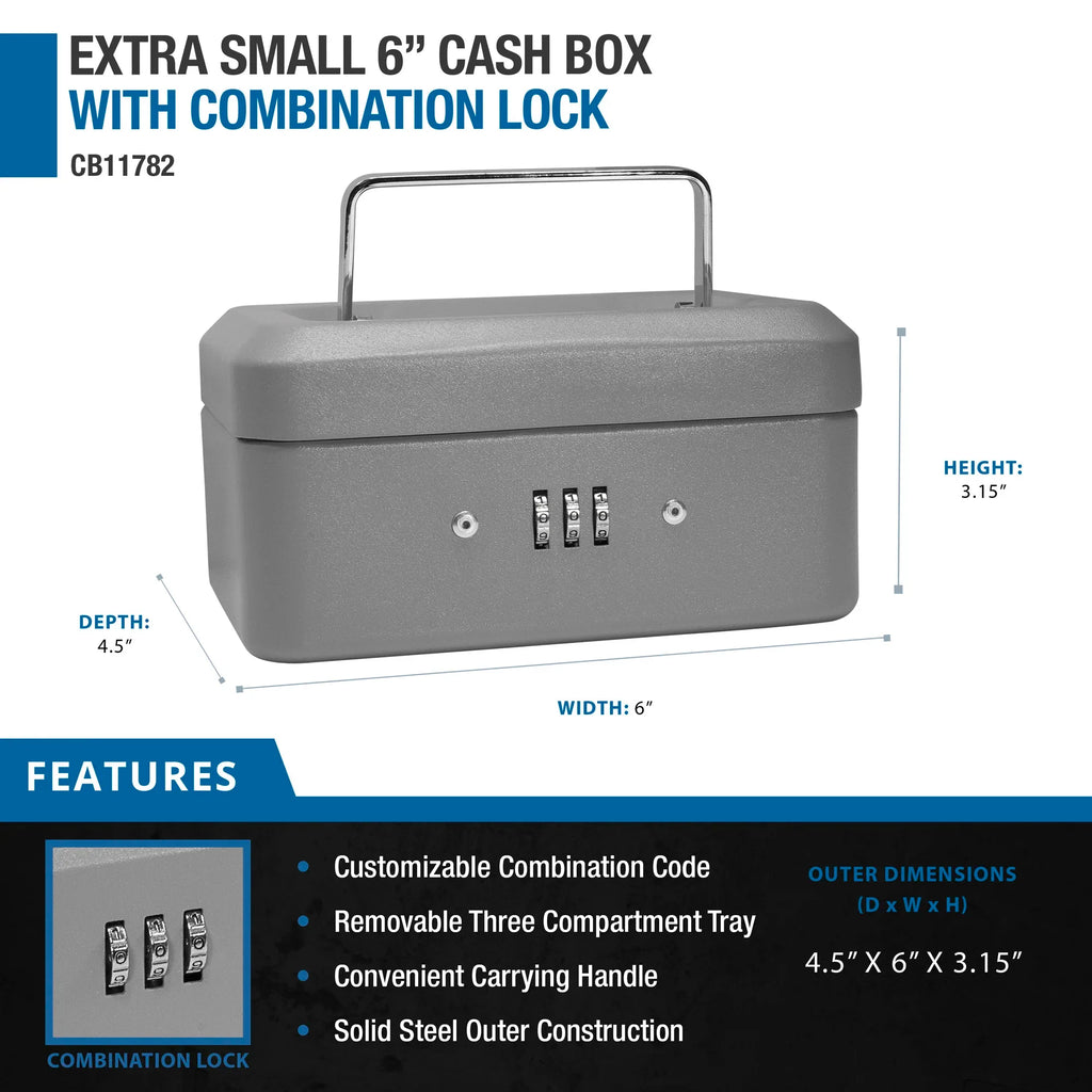 Barska Extra Small 6" Cash Box with Combination Lock | CB11782