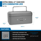 Barska Extra Small 6" Cash Box with Combination Lock | CB11782