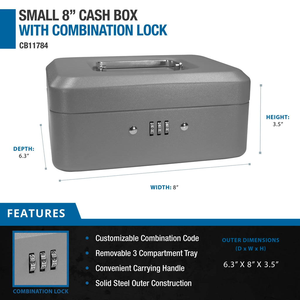 Barska Small 8" Cash Box with Combination Lock | CB11784