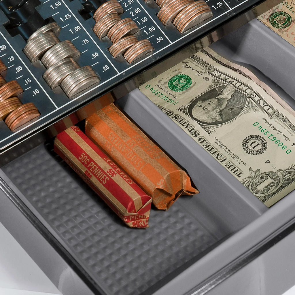 Barska Cash Box with Three Compartments and Coin Tray with Key Lock | CB11790