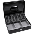 Barska Cash Box with Three Compartments and Coin Tray with Key Lock | CB11790