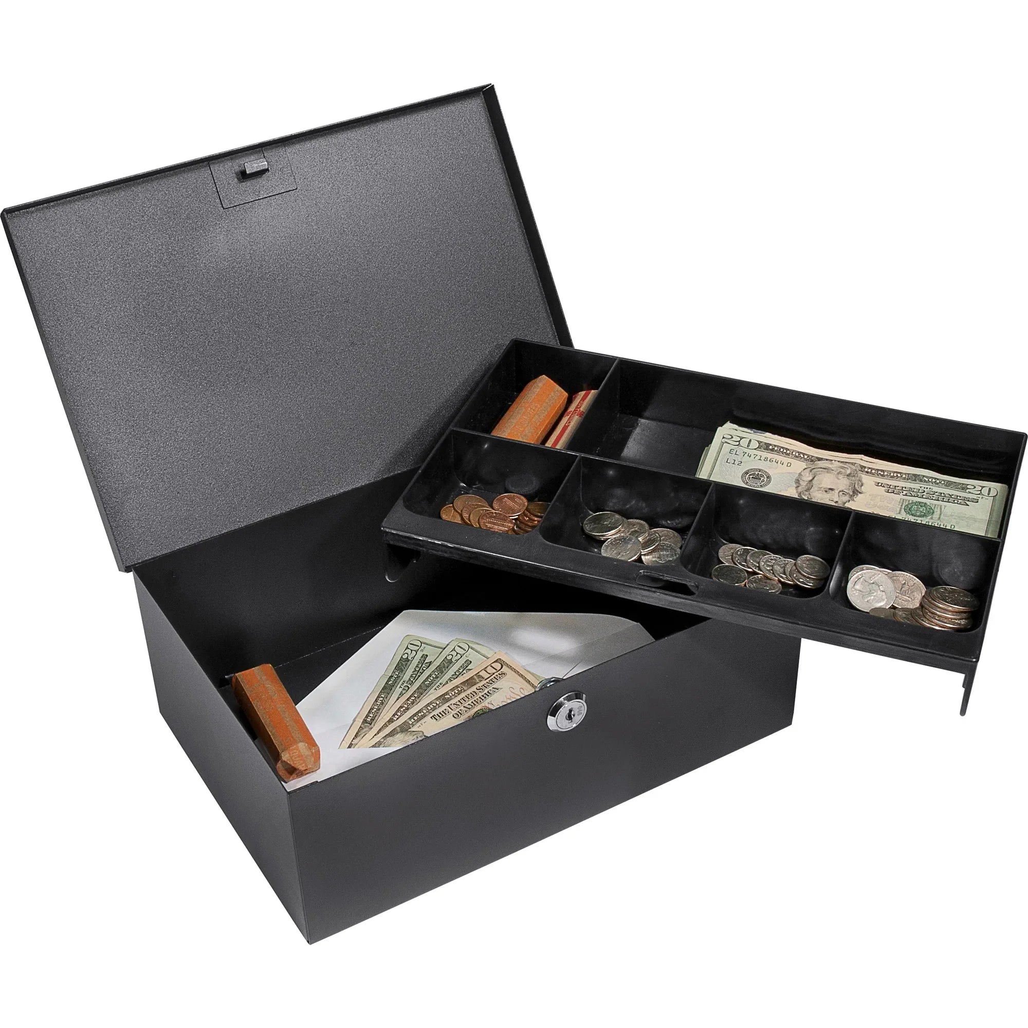 Barska Cash Box with Six Compartment Tray with Key Lock | CB11792