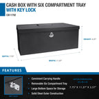 Barska Cash Box with Six Compartment Tray with Key Lock | CB11792