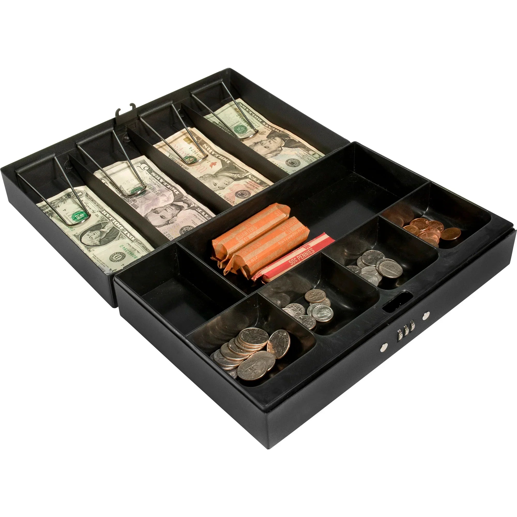 Barska Fold Out Cash Box with Six Compartment Tray and Bill Holder with Combination Lock | CB11794