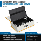 Barska Dictionary Book Lock Box with Combination Lock, Brown | CB11990