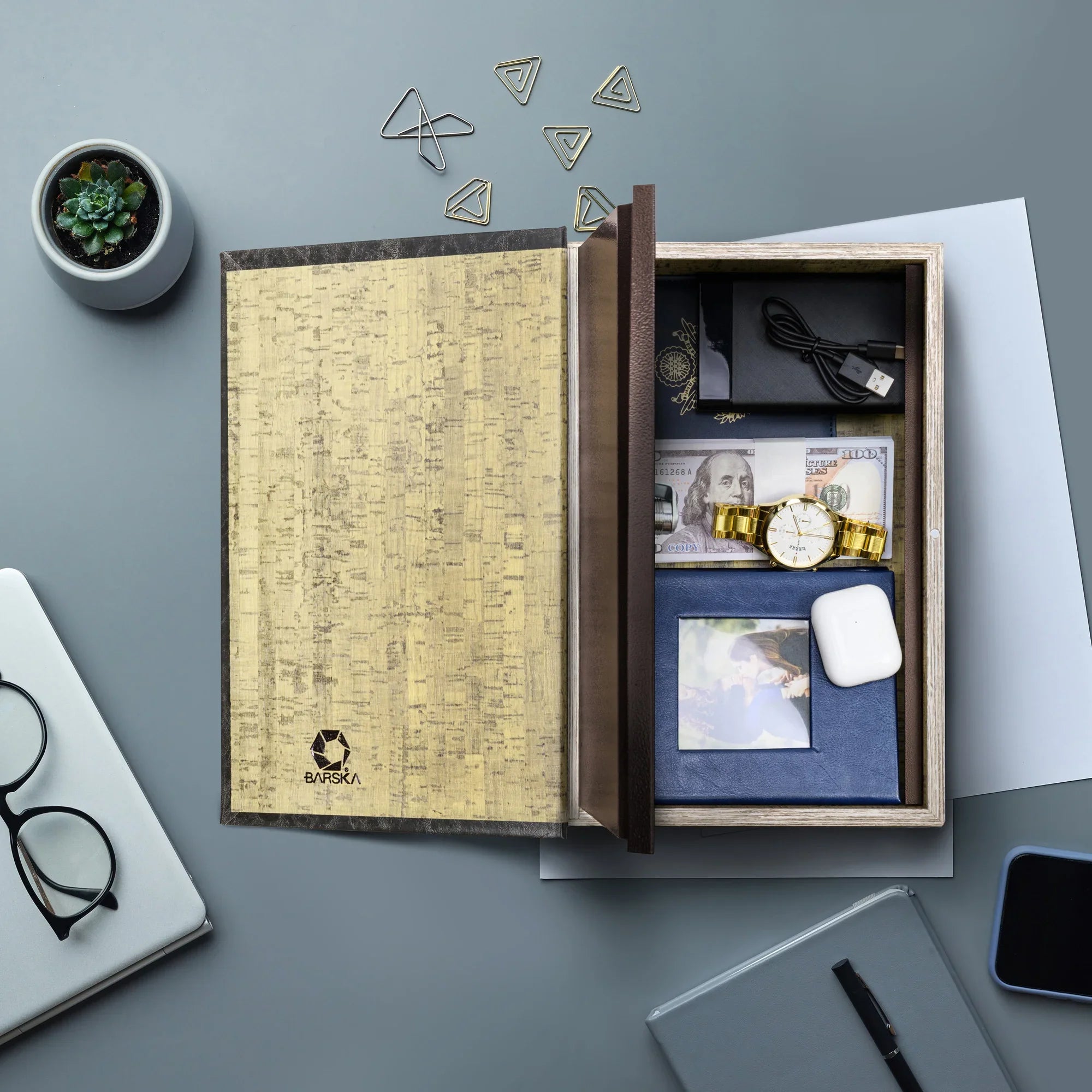 Barska Large Antique Book Lock Box with Key Lock | CB11992