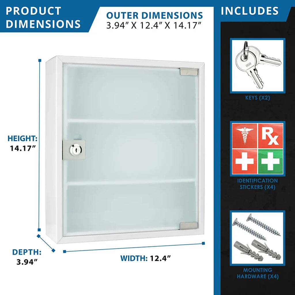 Barska Standard Medical Cabinet with Frosted Glass Door | CB12822