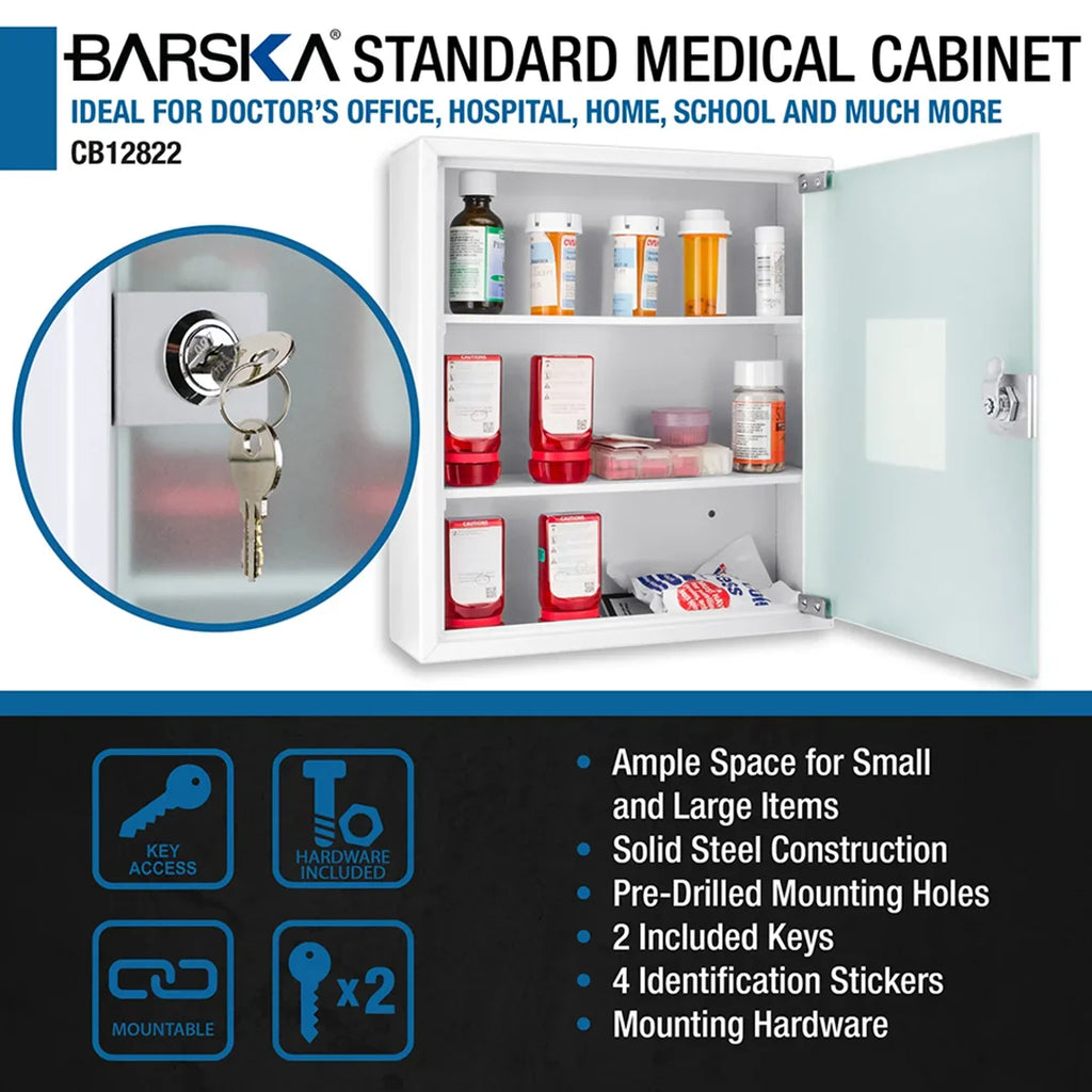 Barska Standard Medical Cabinet with Frosted Glass Door | CB12822