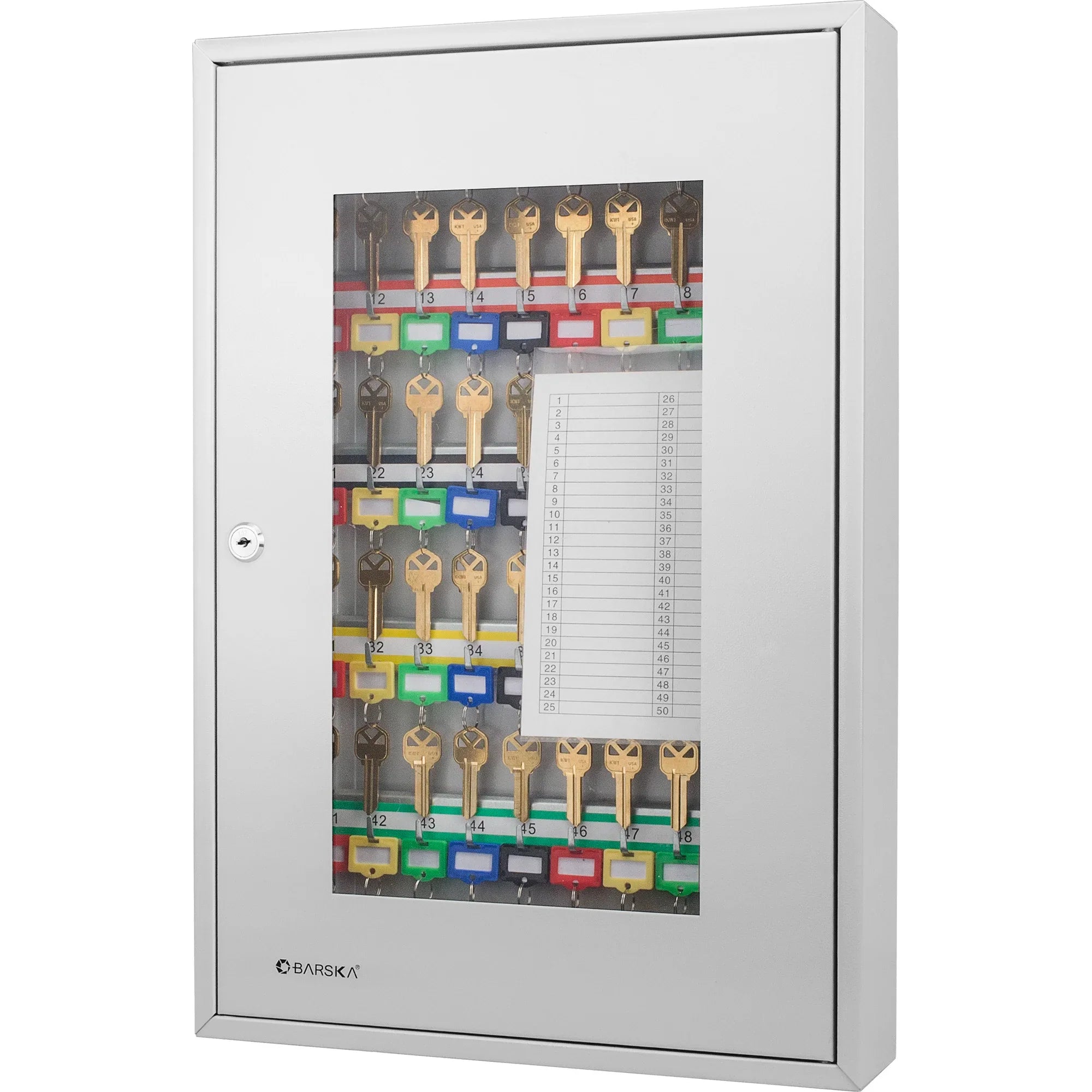Barska 50 Capacity Adjustable Key Cabinet with Glass Door | CB12950