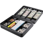 Barska Fold Out Cash Box with Five Compartment Tray, Bill Holder, and Drop Slot with Key Lock | CB13052