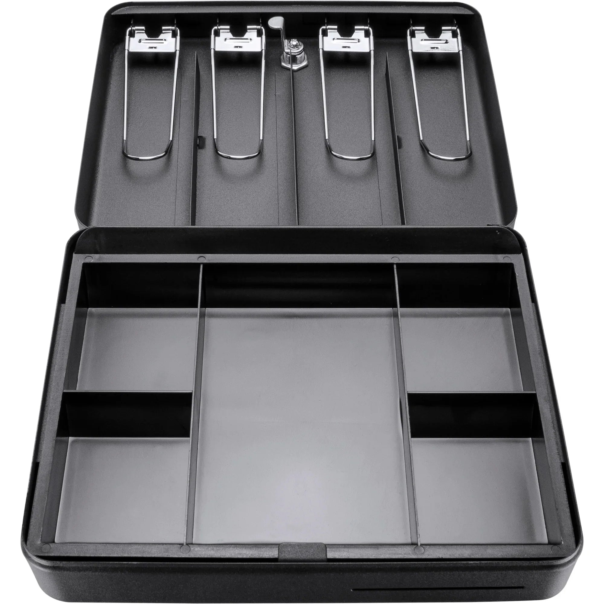 Barska Fold Out Cash Box with Five Compartment Tray, Bill Holder, and Drop Slot with Key Lock | CB13052