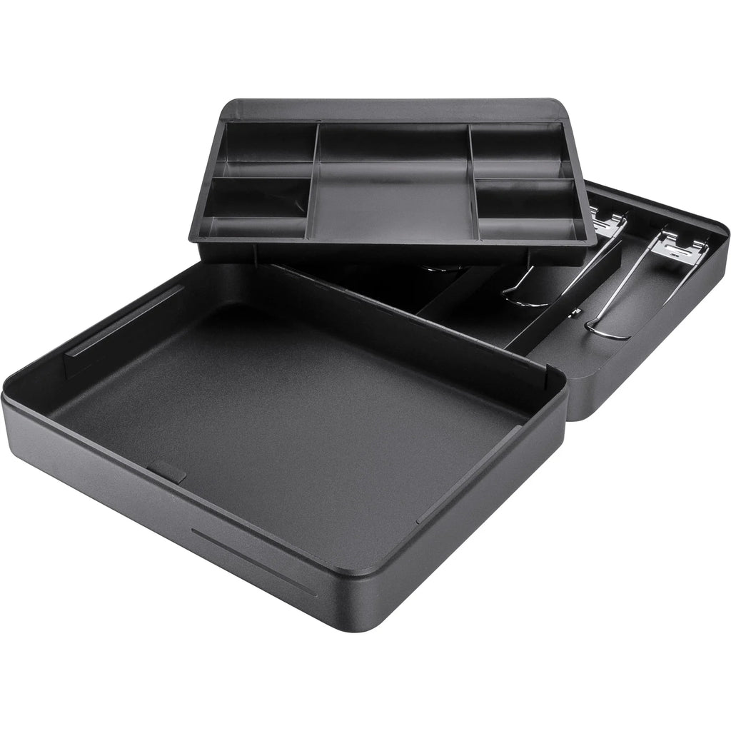 Barska Fold Out Cash Box with Five Compartment Tray, Bill Holder, and Drop Slot with Key Lock | CB13052