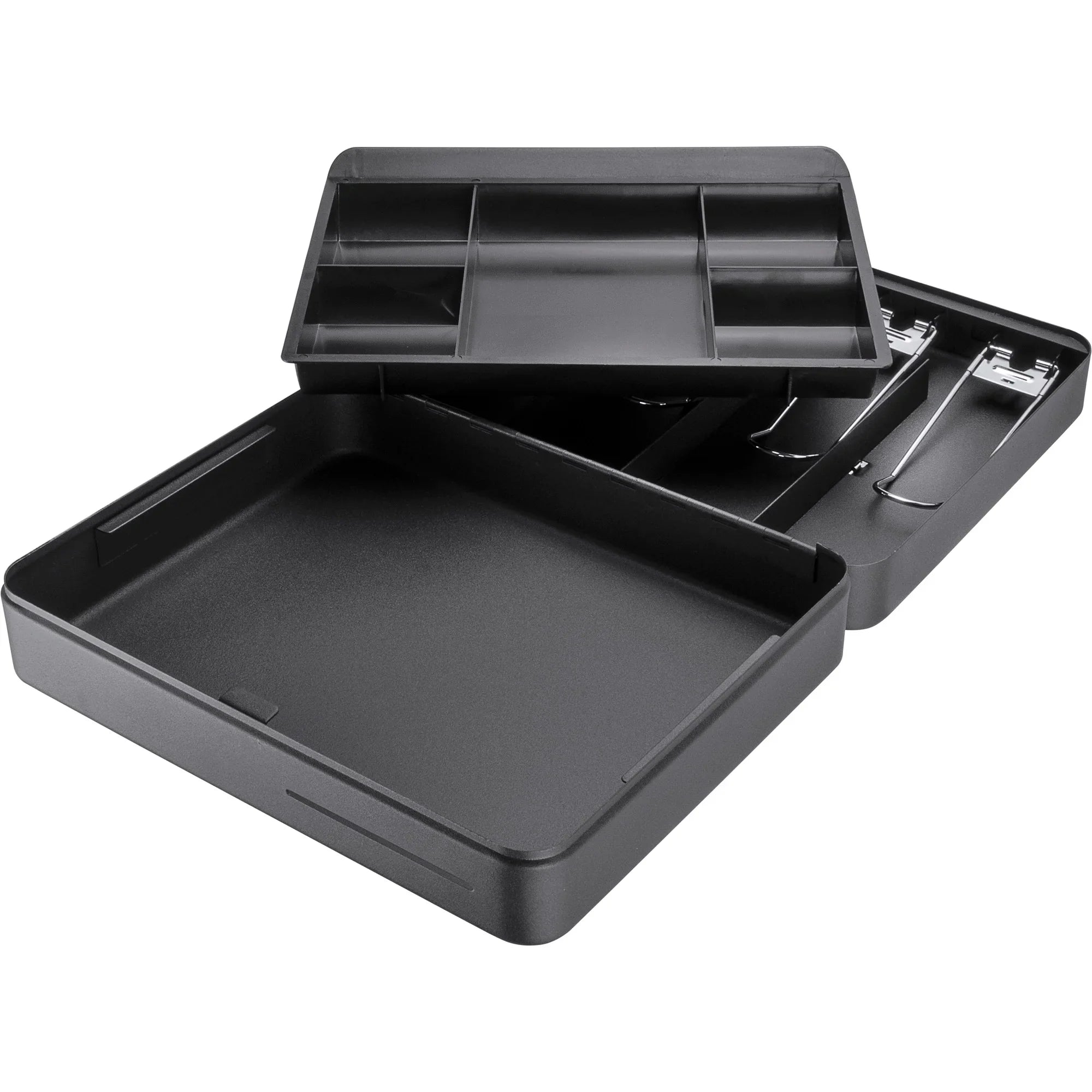 Barska Fold Out Cash Box with Five Compartment Tray, Bill Holder, and Drop Slot with Key Lock | CB13052