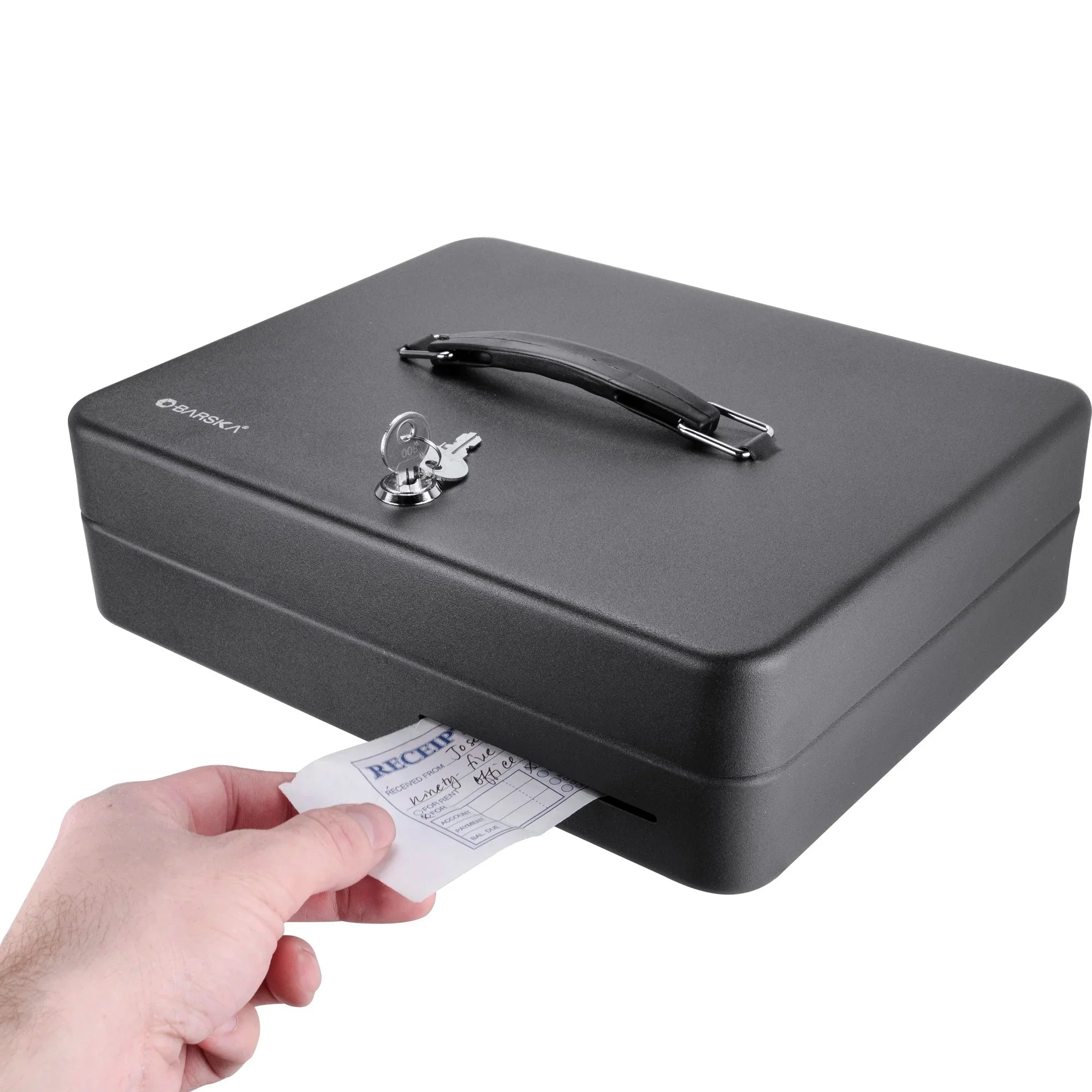 Barska Fold Out Cash Box with Five Compartment Tray, Bill Holder, and Drop Slot with Key Lock | CB13052