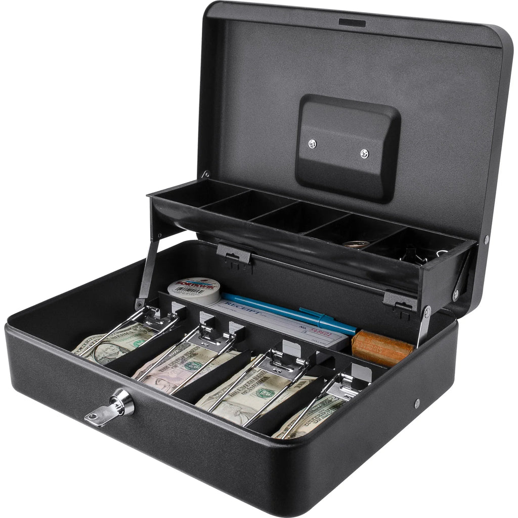 Barska Cash Box with Coin Trays and Bill Holder with Key Lock | CB13054
