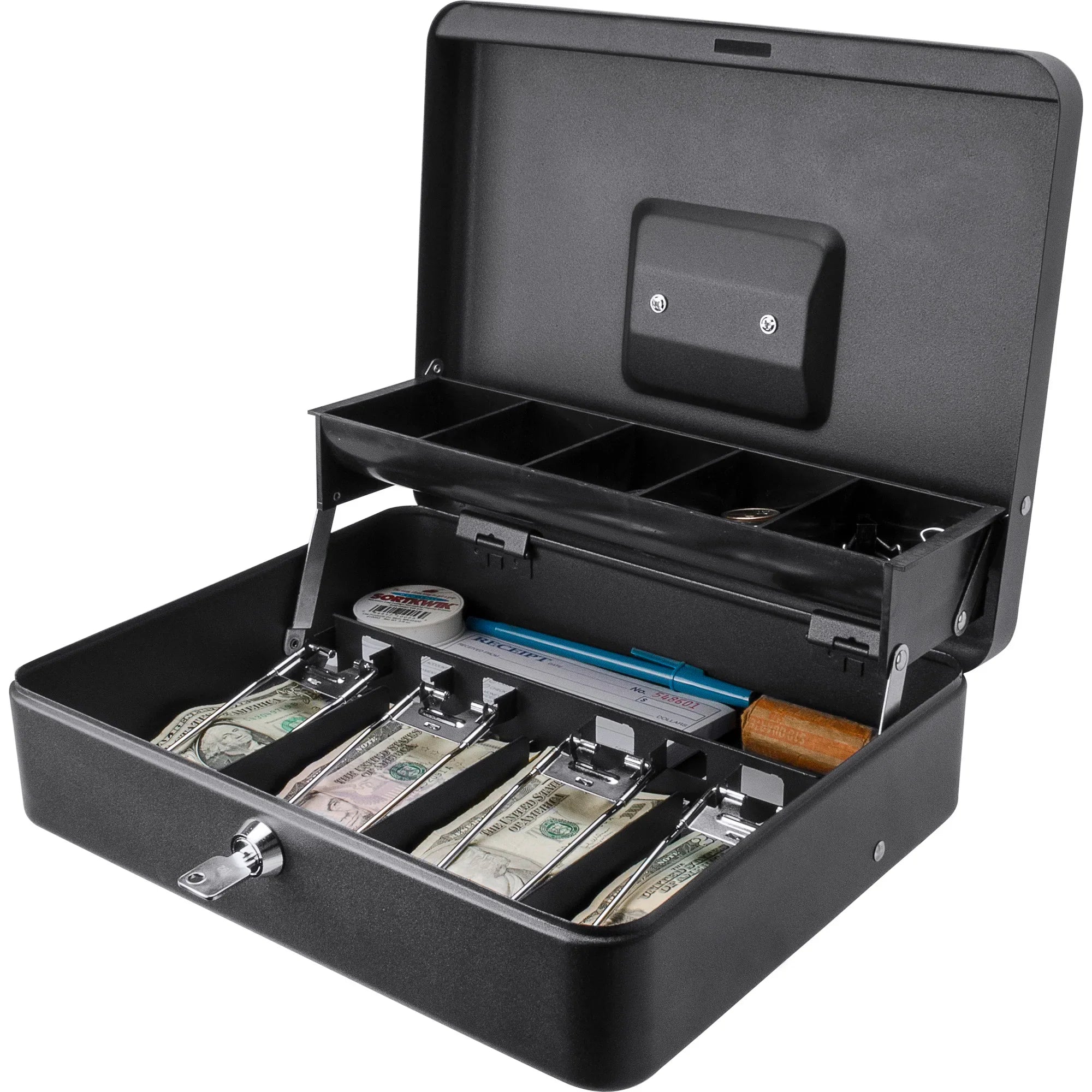 Barska Cash Box with Coin Trays and Bill Holder with Key Lock | CB13054