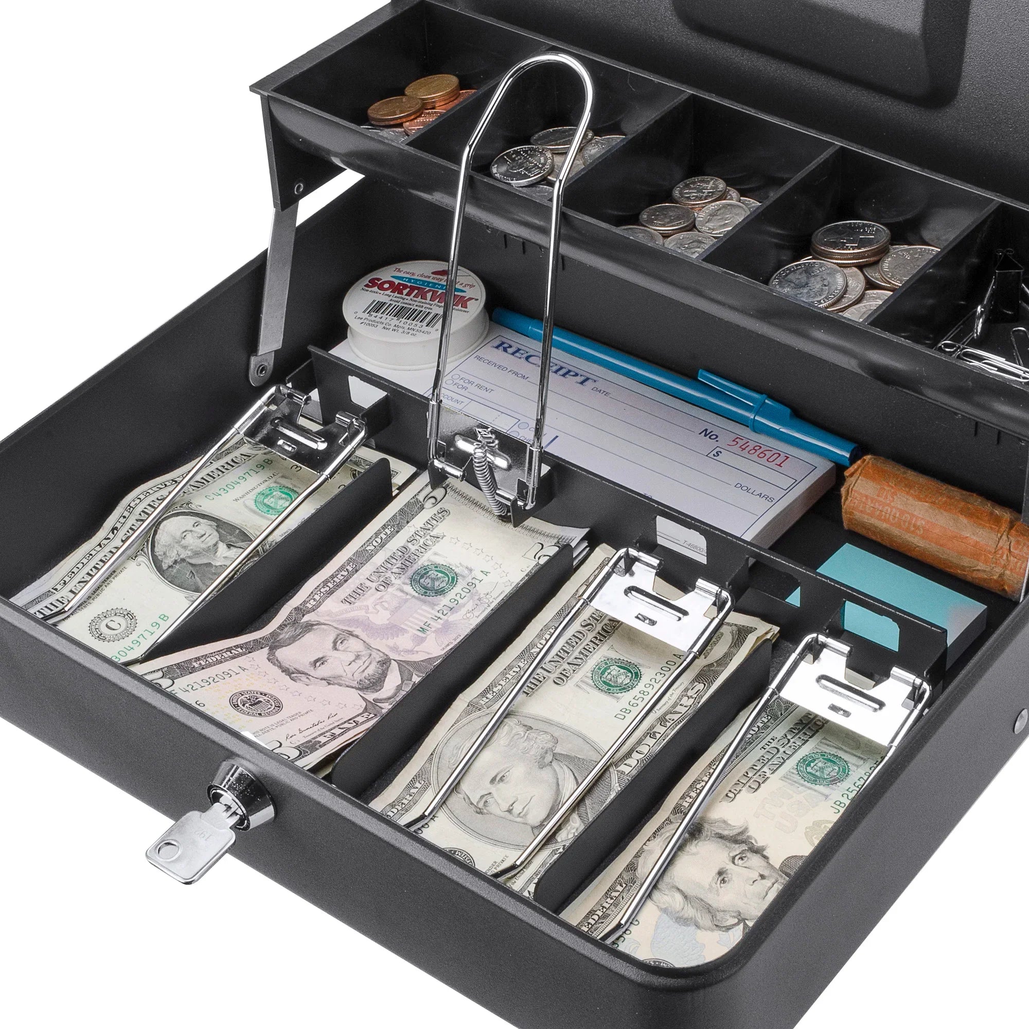 Barska Cash Box with Coin Trays and Bill Holder with Key Lock | CB13054