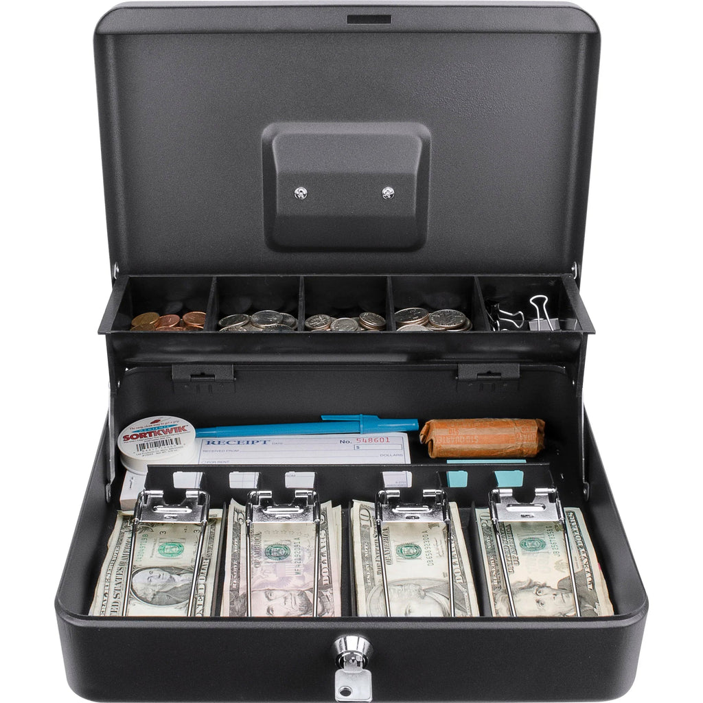 Barska Cash Box with Coin Trays and Bill Holder with Key Lock | CB13054