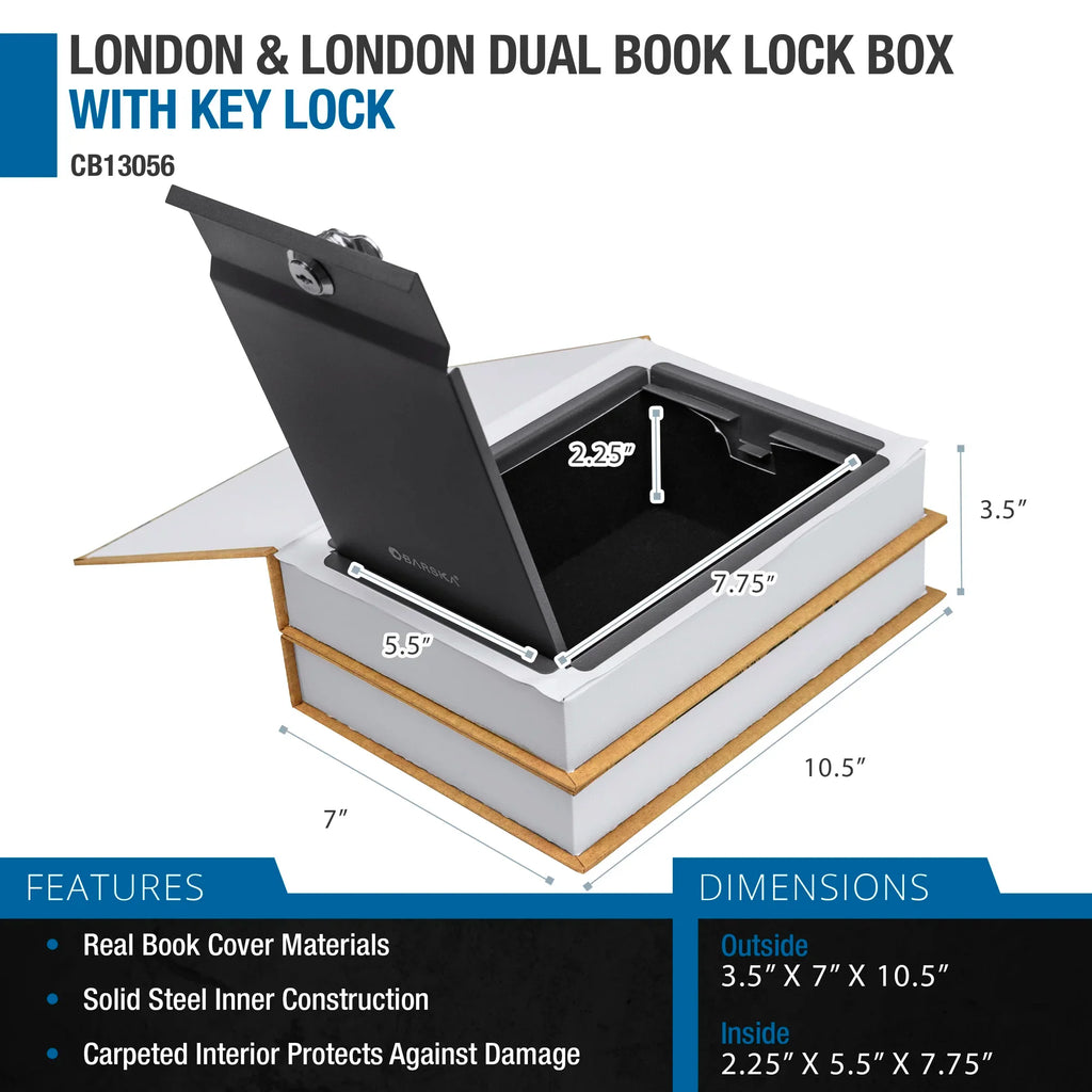 Barska Paris & London Series Dual Book Lock Boxes with Key Lock | CB12470, CB13056, CB13058