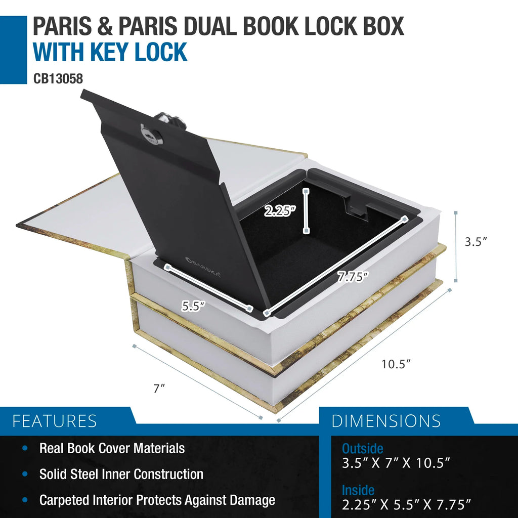 Barska Paris & London Series Dual Book Lock Boxes with Key Lock | CB12470, CB13056, CB13058