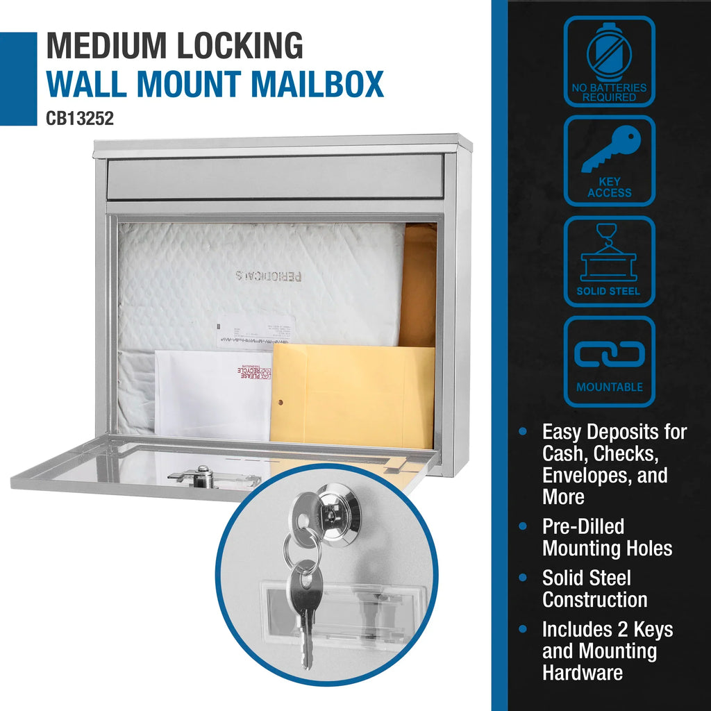 Barska Medium Locking Wall Mount Mailbox | CB13252