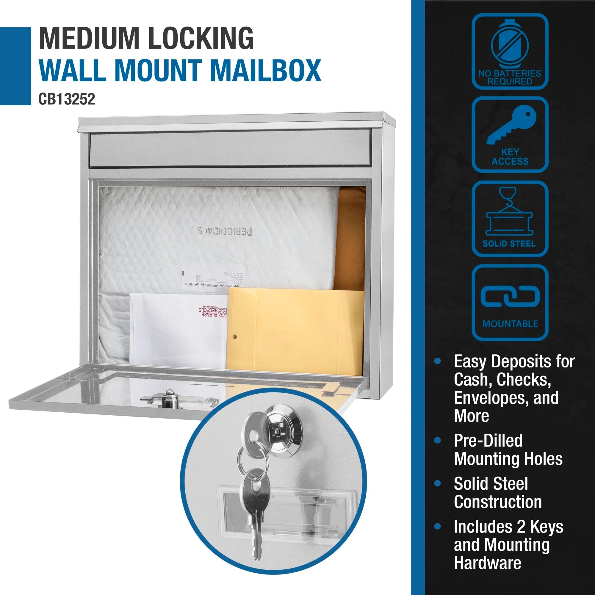Barska Medium Locking Wall Mount Mailbox | CB13252