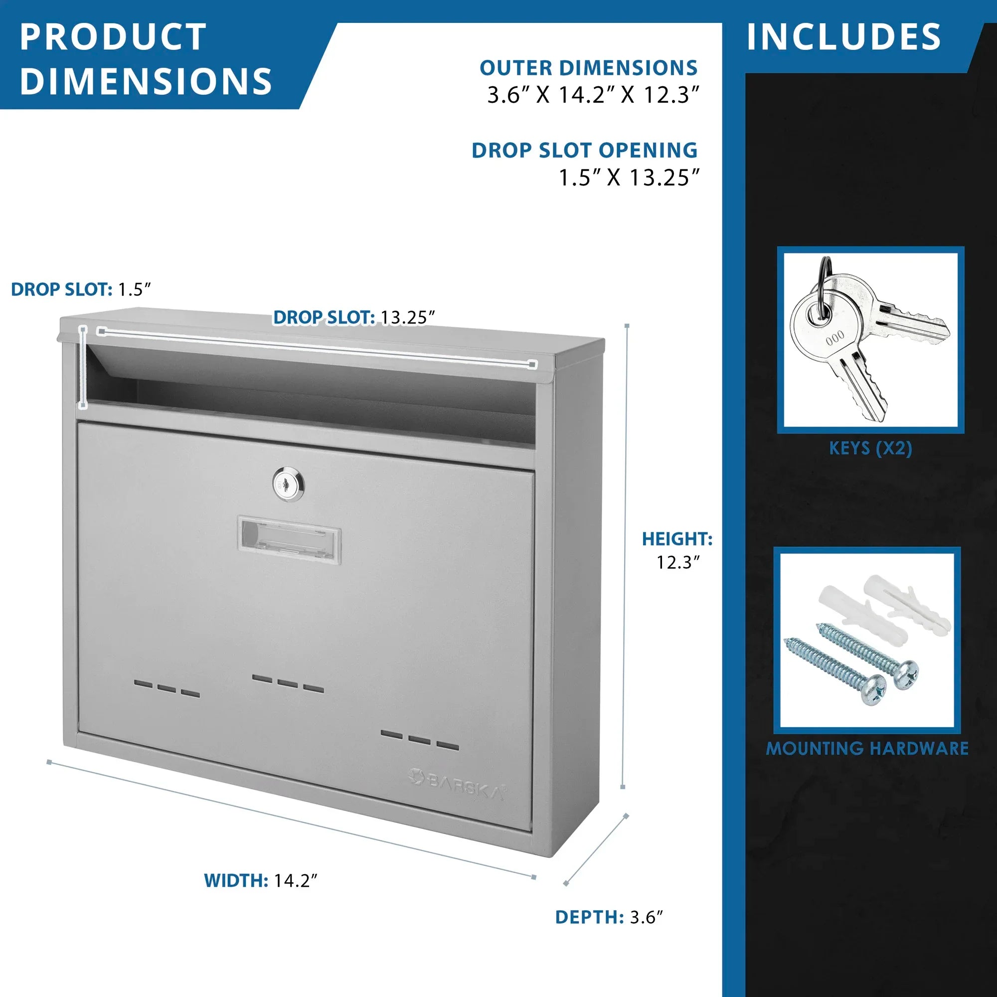 Barska Medium Locking Wall Mount Mailbox | CB13252