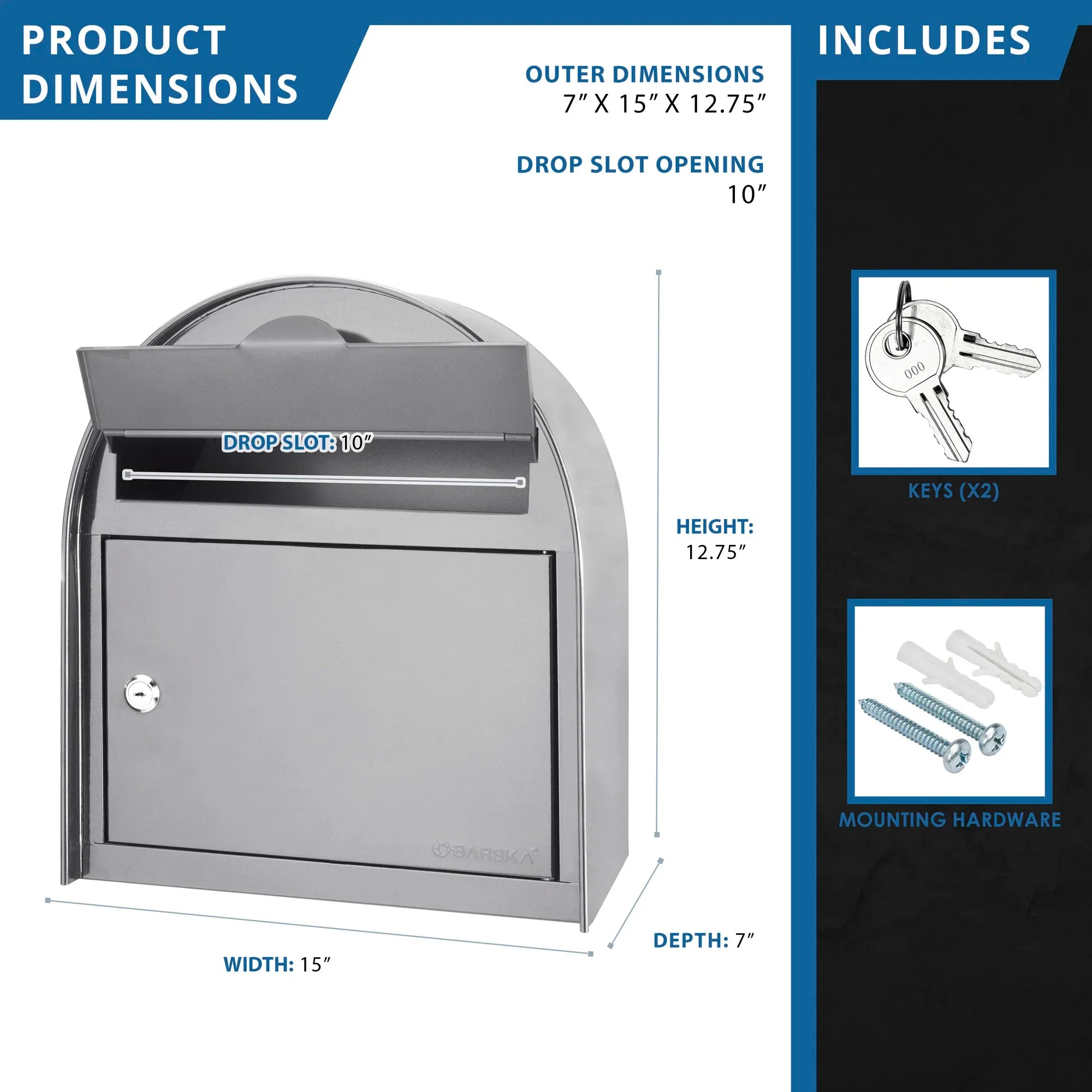 Barska Large Locking Wall Mount Mailbox | CB13254