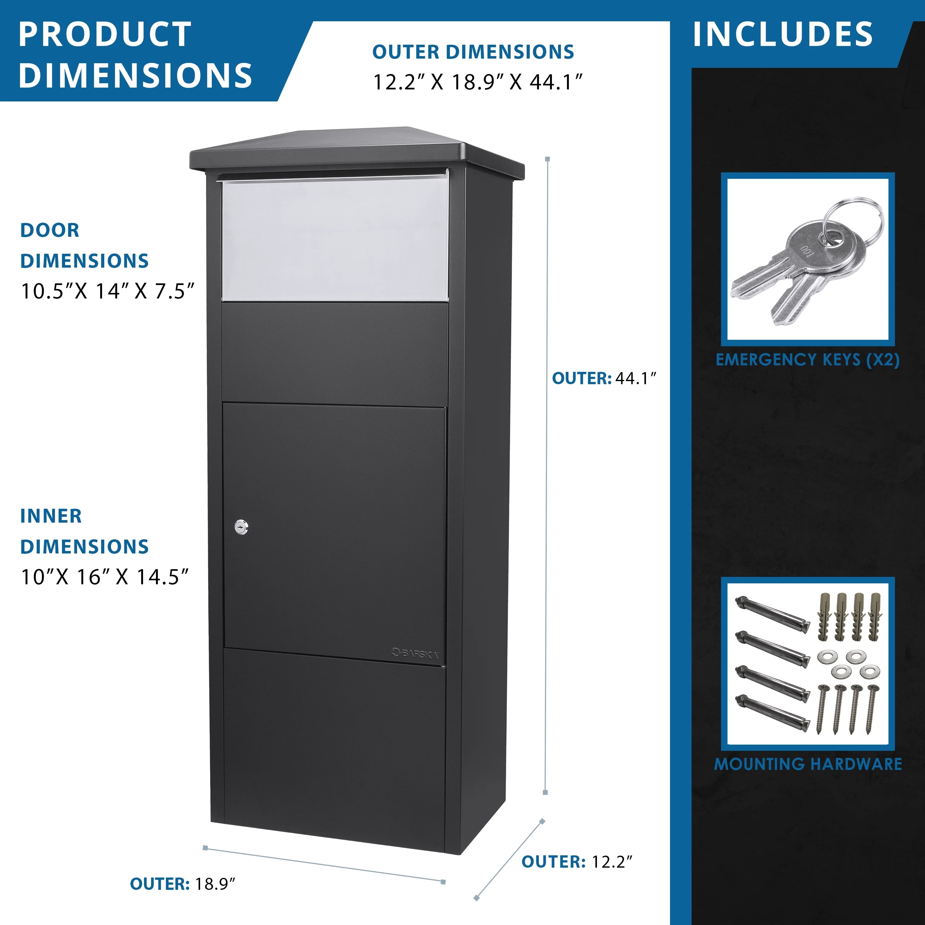 Barska MPB-500 Single Compartment Locking Parcel Box | CB13324