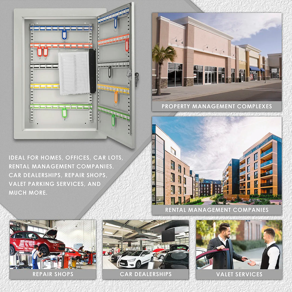 Barska 100 Capacity Adjustable In-Wall Key Cabinet, Grey | CB13534