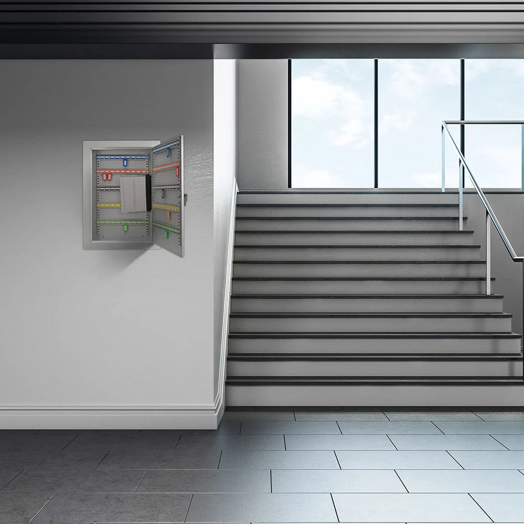 Barska 100 Capacity Adjustable In-Wall Key Cabinet, Grey | CB13534