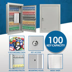 Barska 100 Capacity Adjustable In-Wall Key Cabinet, Grey | CB13534