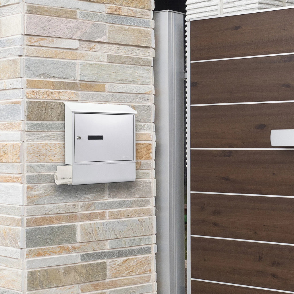 Barska Contemporary Locking Wall Mount Mailbox with Newspaper Bucket | CB13698