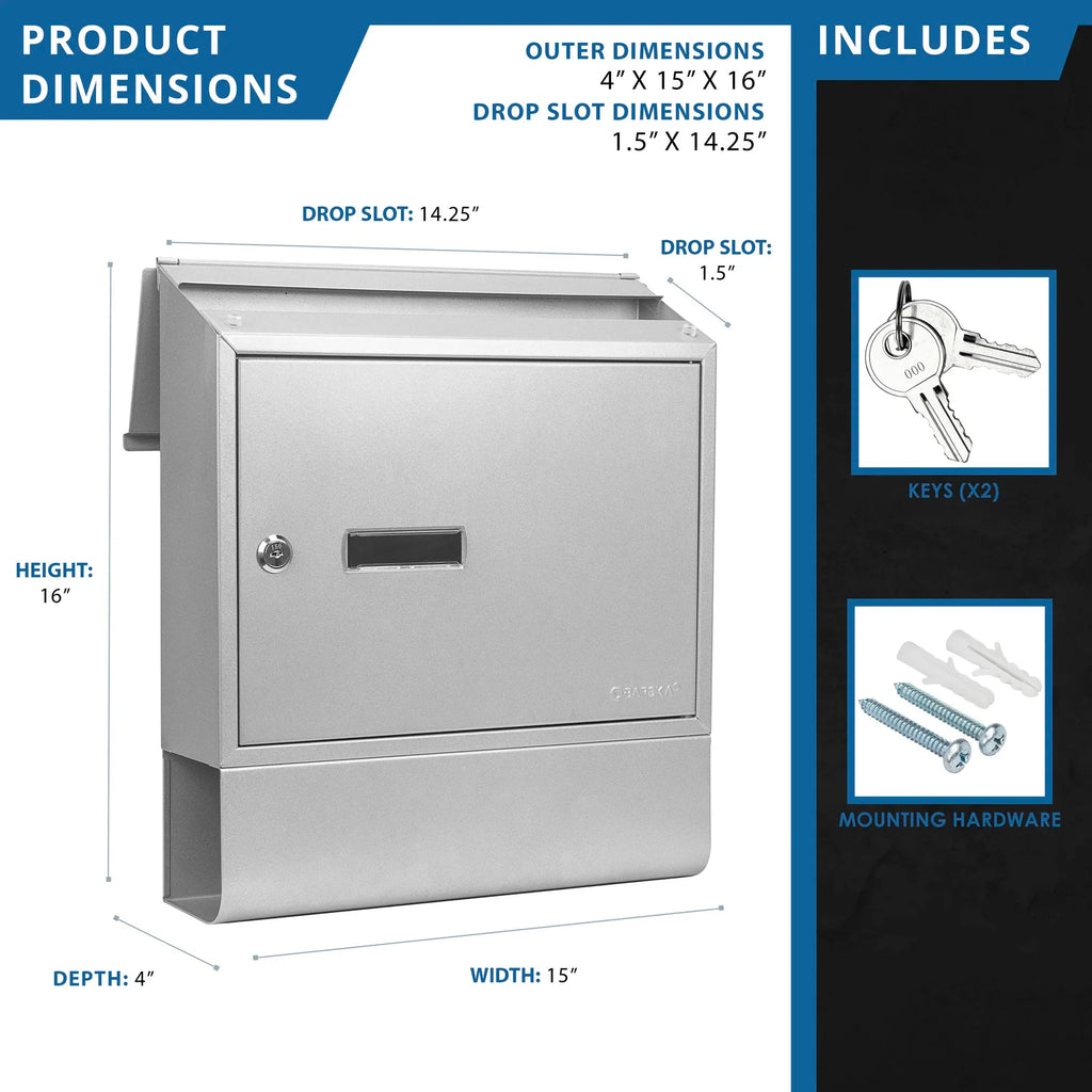 Barska Contemporary Locking Wall Mount Mailbox with Newspaper Bucket | CB13698