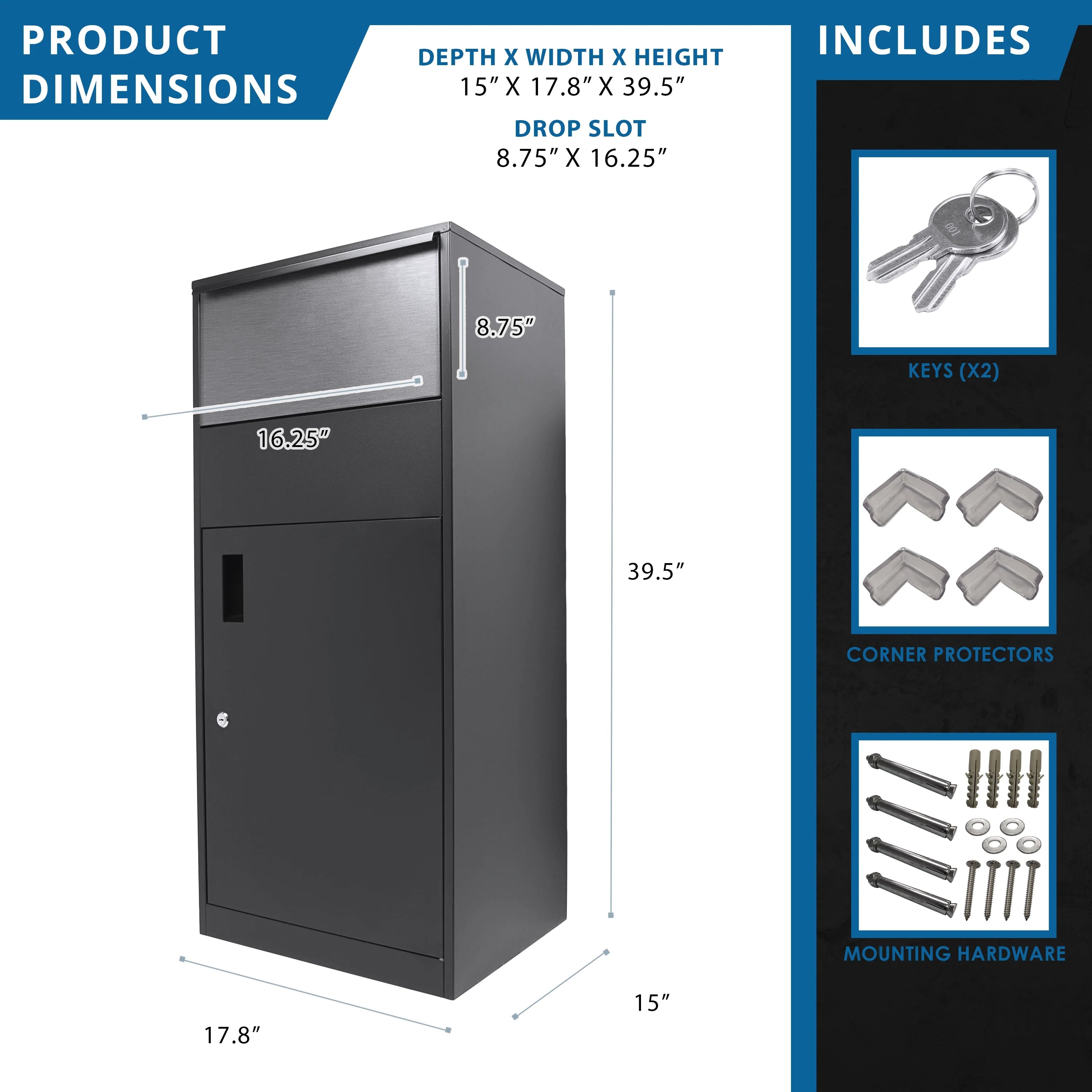 Barska MPCB-200 Extra Large Single Compartment Locking Parcel Box | CB13706