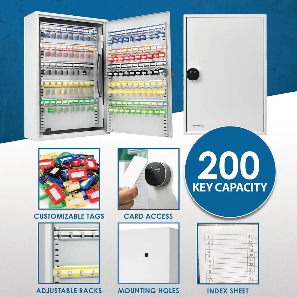 Barska 200 Capacity Adjustable Key Cabinet with RFID Lock | CB13716