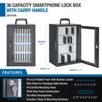 Barska 36 Capacity Smartphone Lock Box with Key Lock & Carry Handle | CB14104