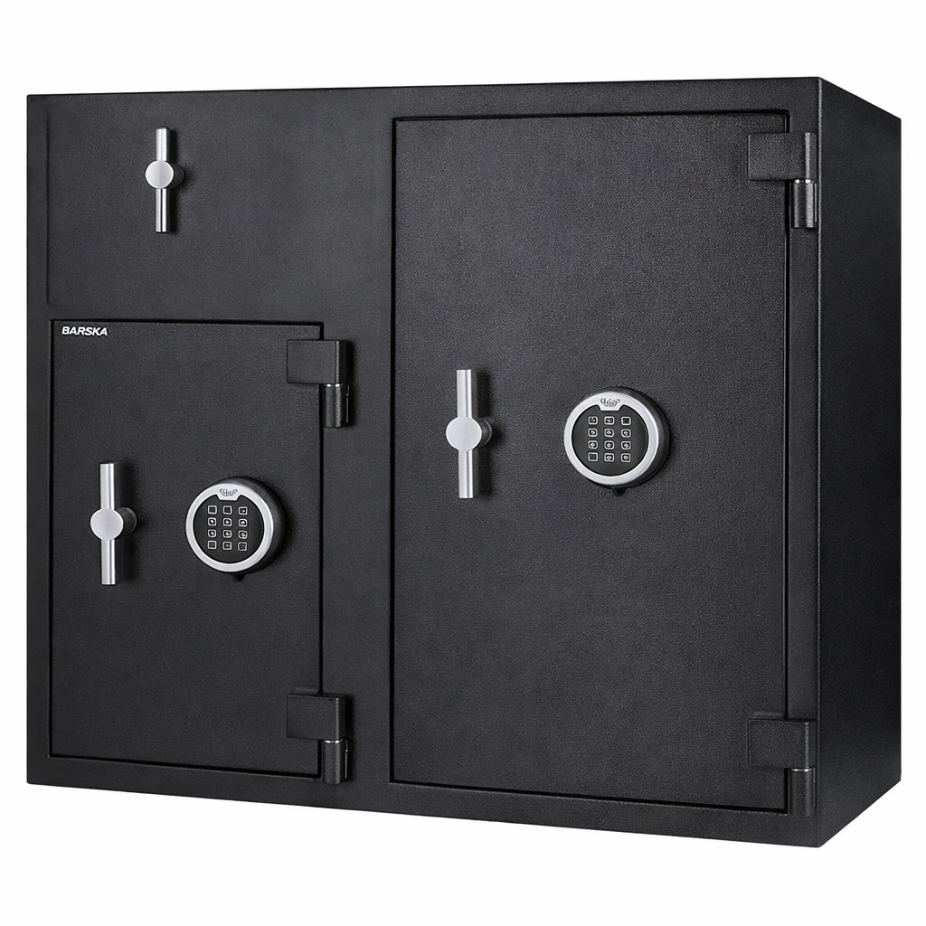 Barska Large Double Digital Keypad Depository Safe – Dual Compartment, Rotary Drop Slot (AX13522)