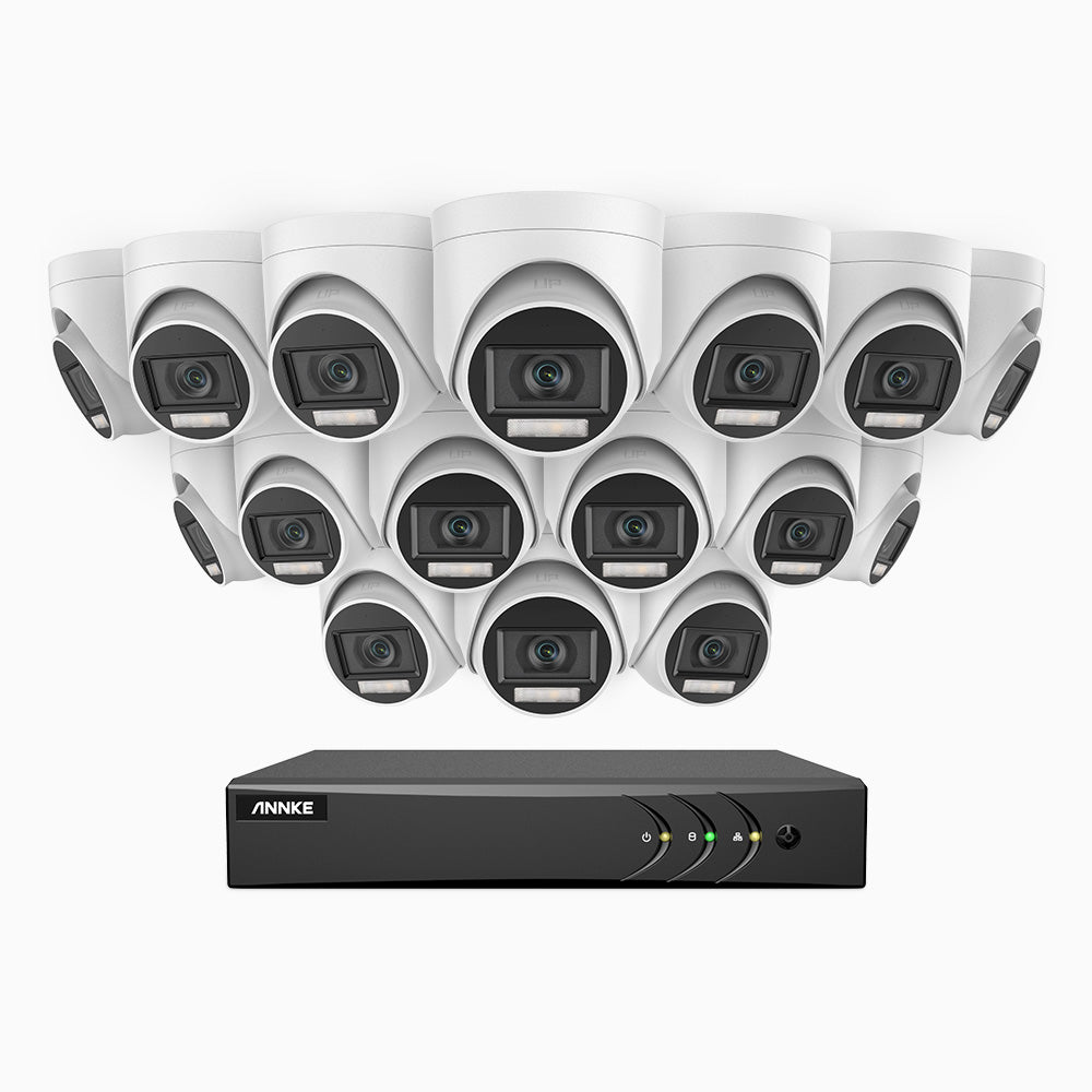 Annke ADLK500 - 3K 16 Channel 16 Dual Light Cameras Wired Security System, Color & IR Night Vision, 3072*1728 Resolution, f/1.2 Super Aperture, 4-in-1 Output Signal, Built-in Microphone, IP67