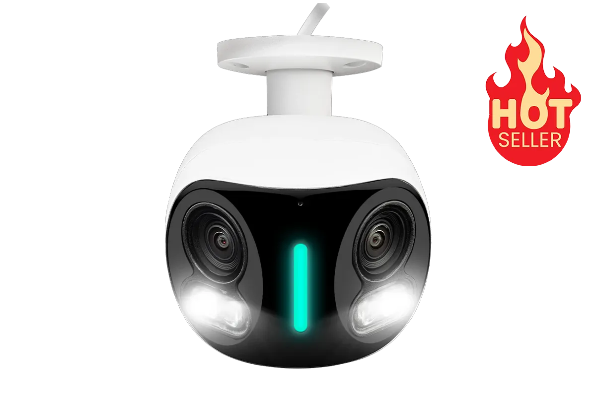 Lorex Halo Series H20 4K IP Wired Dual Lens Security Camera with Smart Security Lighting and Smart Motion Detection