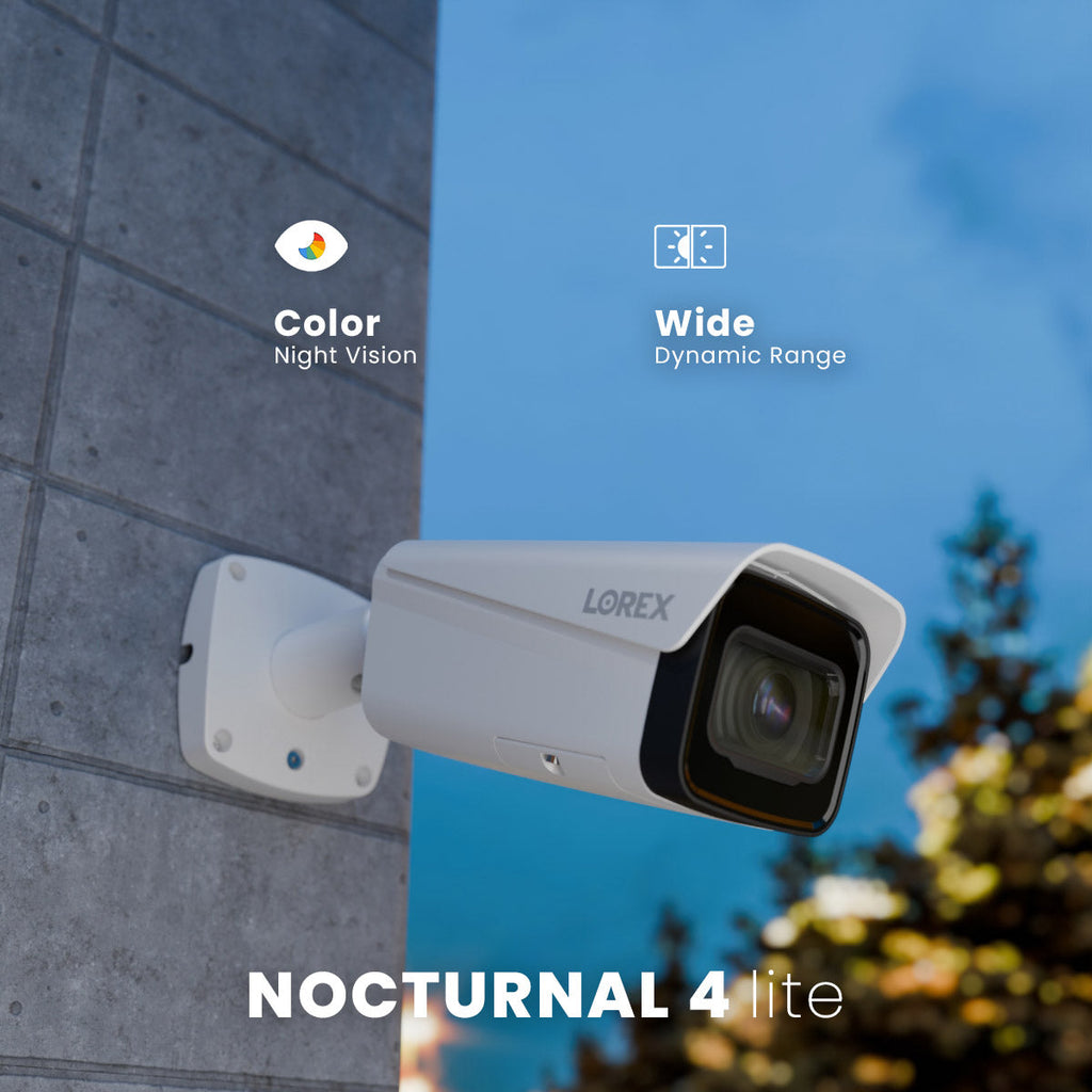 Lorex Nocturnal Series N4 Lite 4K IP Wired Bullet Security Camera with Motorized Varifocal Lens, Real-Time 30FPS Recording and IK10 Vandal Proof