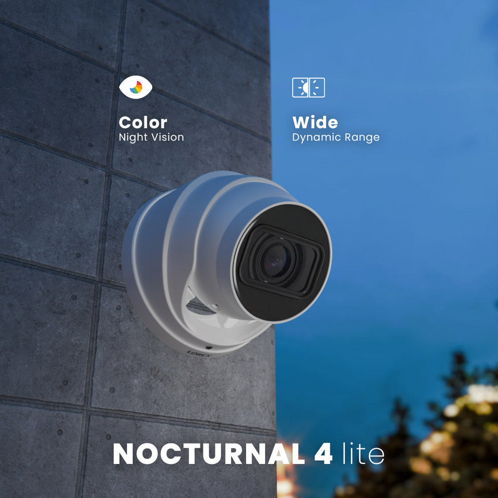 Lorex Nocturnal Series N4 Lite 4K IP Wired Turret Security Camera with Motorized Varifocal Lens, Real-Time 30FPS Recording