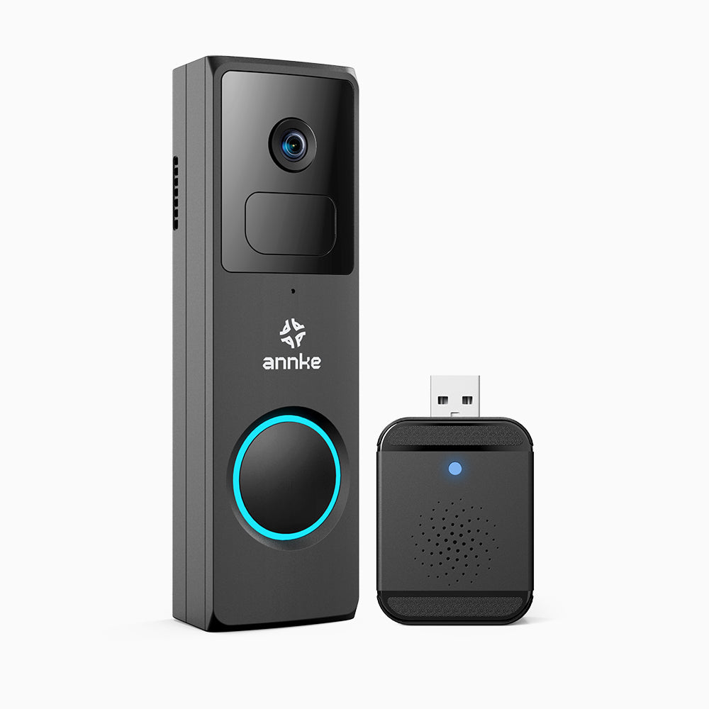 Annke Whiffle - 1080P Full HD Wireless Doorbell Camera, 148° Field of View, 4800mAh Battery Powered, Motion Detection, Two-Way Audio, Cloud & TF Card Storage, Works with Alexa