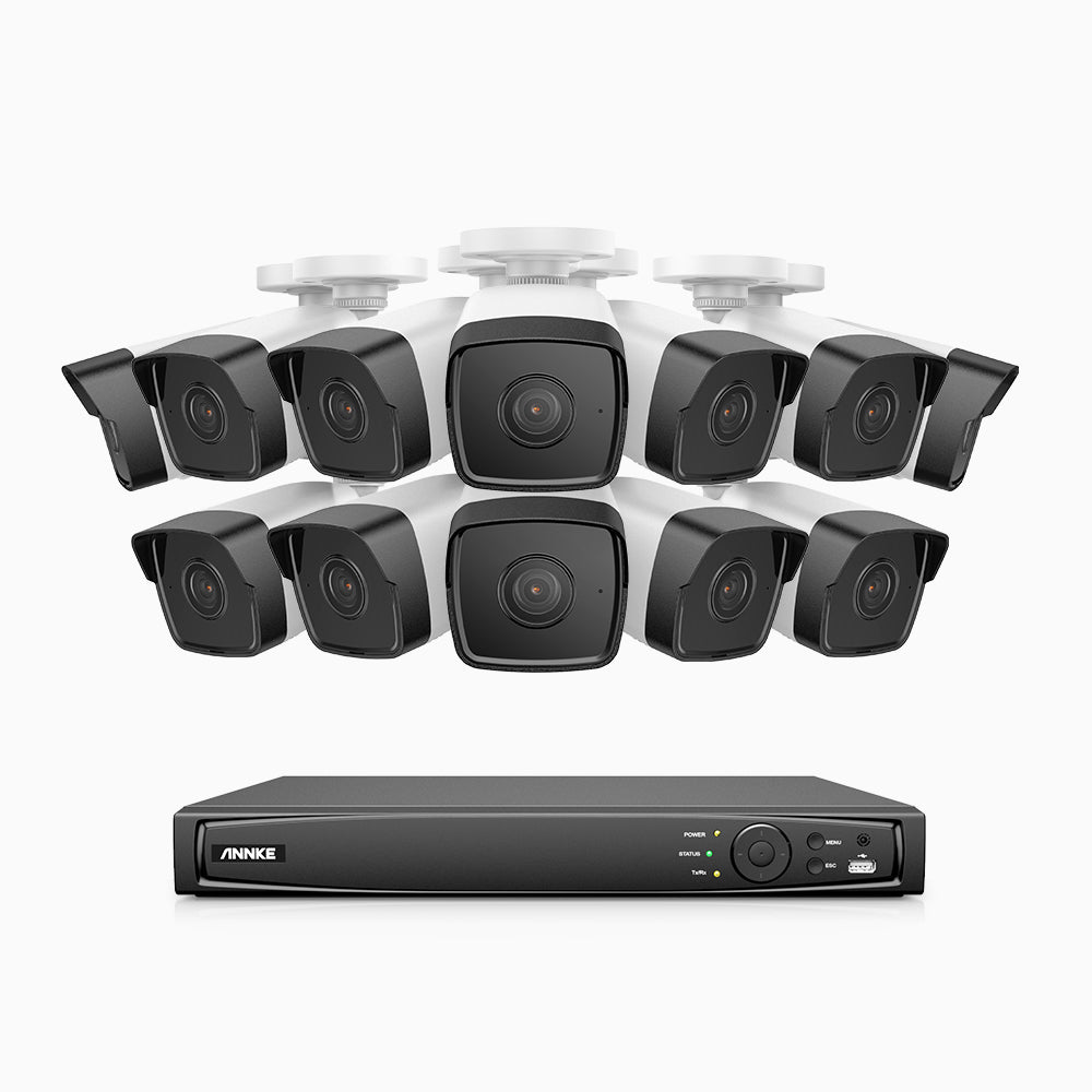 Annke H500 - 3K 16 Channel 12 Cameras PoE Security System, EXIR 2.0 Night Vision, Built-in Microphone & SD Card Slot,IP67 Waterproof, RTSP Supported, Works with Alexa