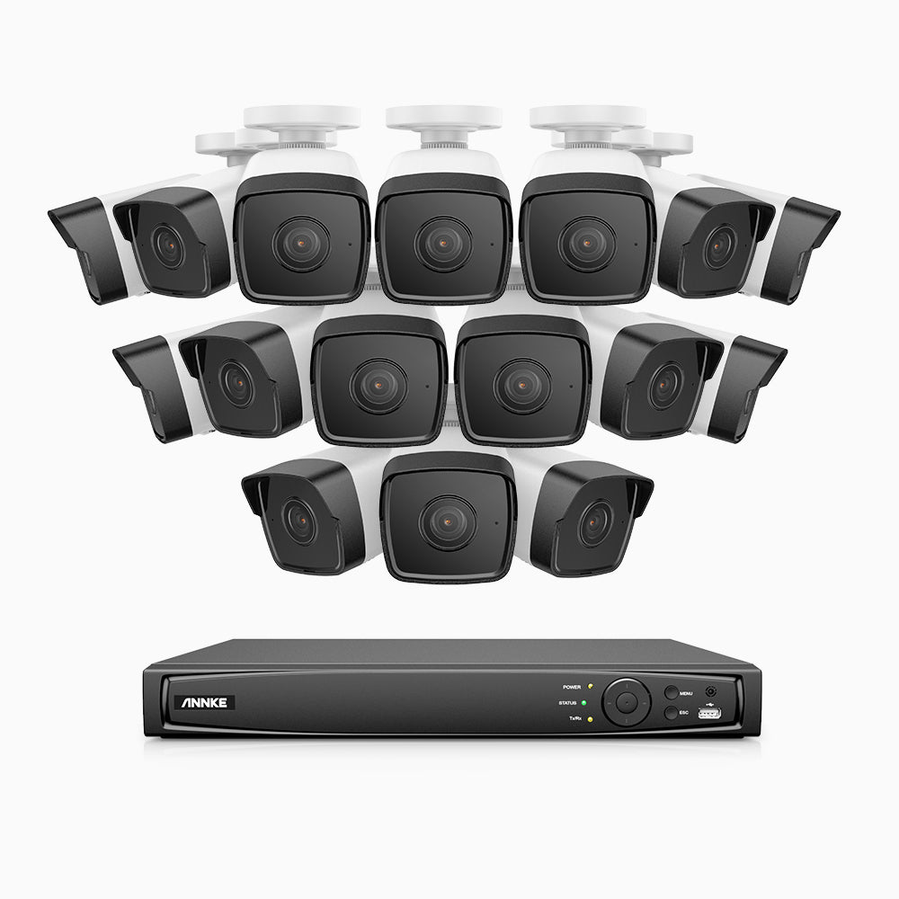 Annke H500 - 3K 16 Channel 16 Cameras PoE Security System, EXIR 2.0 Night Vision, Built-in Mic & SD Card Slot,IP67 Waterproof, RTSP Supported, Works with Alexa