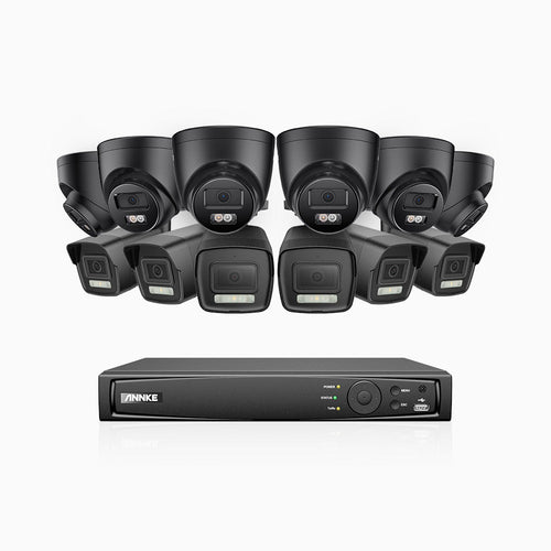 Annke H500P - 3K 16 Channel PoE Security System with 6 Bullet & 6 Turret Cameras, Color & IR Night Vision, 3072*1728 Resolution, f/1.6 Aperture (0.005 Lux), Human & Vehicle Detection, Built-in Microphone,IP67