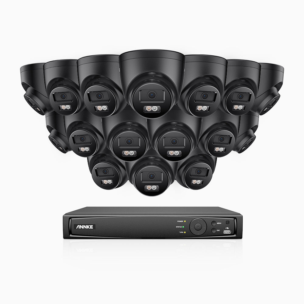 Annke H500P - 3K 16 Channel 16 Cameras PoE Security System, Color & IR Night Vision, 3072*1728 Resolution, f/1.6 Aperture (0.005 Lux), Human & Vehicle Detection, Built-in Microphone,IP67