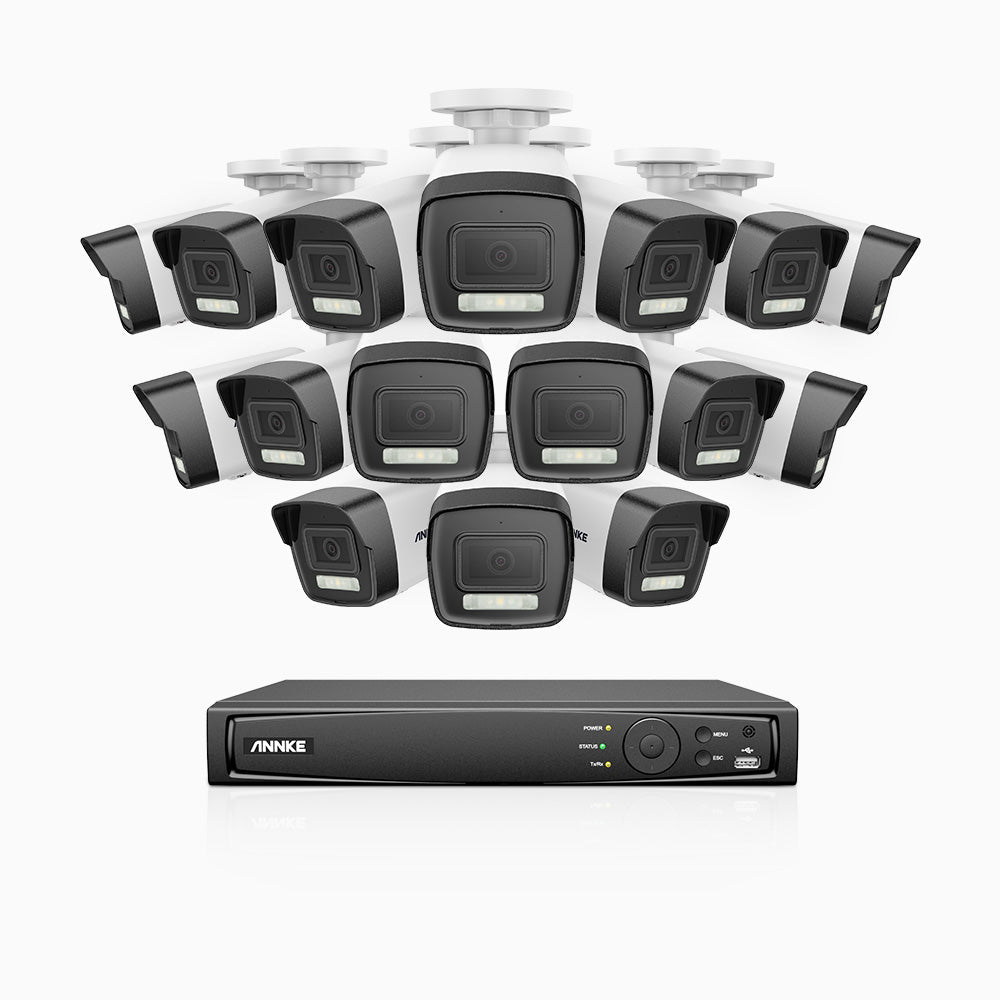 Annke H500P - 3K 16 Channel 16 Cameras PoE Security System, Color & IR Night Vision, 3072*1728 Resolution, f/1.6 Aperture (0.005 Lux), Human & Vehicle Detection, Built-in Microphone,IP67